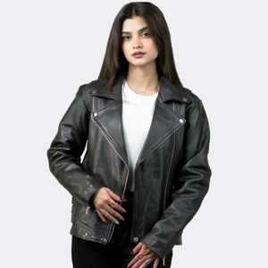 OEM de alta calidad de tamaño personalizado de las mujeres de moda chaquetas de cuero Original de piel de oveja transpirable cremallera de invierno chaqueta con logotipo Original - Product Image 4
