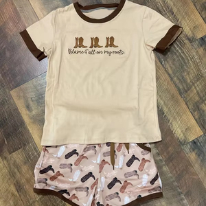 Abbigliamento Personalizzato per Bambini 'Blame It All on <span class=keywords><strong>My</strong></span> Roots' Set con Pantaloncini Outfit Estivo per Neonato Abbigliamento Boutique per Bambini - Product Image 1
