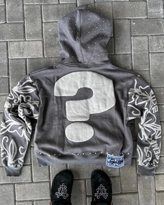 Custom 500gsm French Terry 100% Cotton Fleece Zip-Up Hoodie Puff <b>3D</b> Printed Regular Fit Solid Pocket Quick Dry Men's <b>Hoodies</b> - Product Image 4