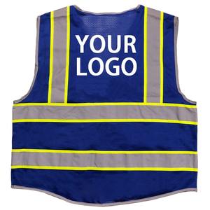 High Quality <b>Blue</b> Customized <b>Hi</b> <b>Vis</b> Safety Reflective <b>Vest</b> Breathable Mesh Fabric Work Construction Workwear for Men - Product Image 2