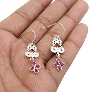 ชุดกรอบแบบมีลวดลายประดับที่มีน้ำหนักเบาต่างหูเพทายทำจากทับทิม925เงินแท้เครื่องประดับแบบห้อยสำหรับผู้หญิง - Product Image 2