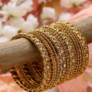 Brazaletes de latón Jaipuri hechos a mano con trabajo meenakari para mujer, joyería chapada en oro elegante, perfecta para oficina y ropa informal - Product Image 3
