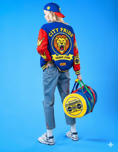 เสื้อแจ็กเก็ตผ้าพิมพ์ลายสำหรับผู้ชายเสื้อแจ็กเก็ตแฟชั่นสไตล์เท่มีตัวอักษรและแผ่นปะ - Product Image 3