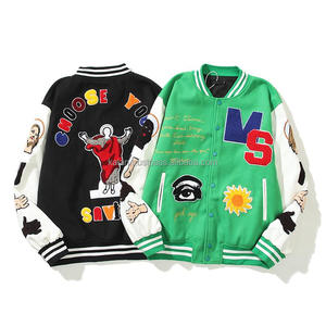 K-VJ-172 Factory Supply High Quality Men's Varsity Winter <b>Jacket</b> Stand Collar Warm Wool Alphabet Chenille Embroidery Fashionable - Product Image 5