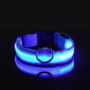 Ayarlanabilir şarj edilebilir LED gece güvenlik yanıp sönen köpek tasması yumuşak nefes naylon glow-in-the-koyu floresan ışıkları hızlı - Product Image 5