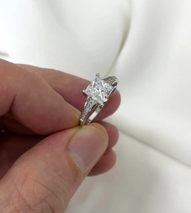 Anillo de compromiso de Plata de Ley 925 con 1.70CTW VVS1 corte princesa Moissanite boda fina joyería nupcial regalo de aniversario oro - Product Image 4