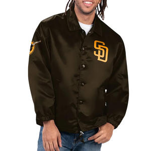 Veste d'entraîneur américaine OEM en satin, style hip-hop, col montant, légère, avec réflecteur de vent, couleur unie, pour l'hiver – Grande Vente - Product Image 1