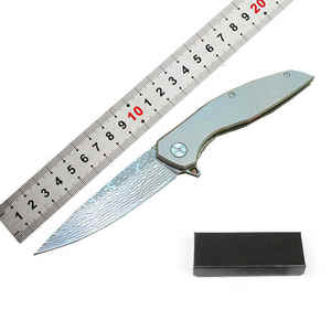 Mini cuchillo portátil para exteriores, cuchillo plegable de autodefensa de acero inoxidable, cuchillo plegable con mango de madera para supervivencia al aire libre - Product Image 2