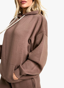 Sudadera con Capucha para Mujer, 100% Algodón, Gris Claro, para Invierno, Corte Holgado, Puños Acanalados, Cómoda y Elegante, Uso Casual - Product Image 6