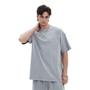 Vintage Streetwear Stone Washed Heavyweight T-Shirt Custom Graphic Printed 100% Cotton Boxy Oversized Acid Wash T-shirt para hombres - Product Image 1