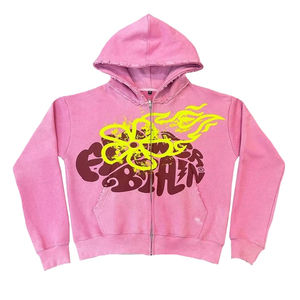 Custom Boxy French Terry <b>Graphic</b> Digital Printing Heavyweight Rhinestone Cropped Acid Wash <b>Zip</b> <b>up</b> <b>Hoodie</b> - Product Image 5