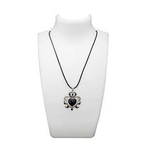 Urthn Bohème Argent Plaqué Pendentif Pierre Turquoise Noire avec Amant et Forme de Numéro pour Party-1112704D - Product Image 1