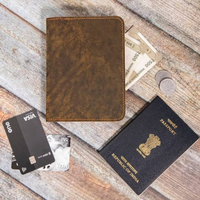 Dompet Kulit Buatan Tangan Cokelat, Organizer Perjalanan, Tempat Paspor, Dompet Keluarga, Dompet Panjang Kasual Elegan, Pelindung RFID