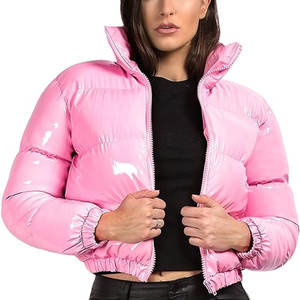 Chaqueta Corta Acolchada para Mujer, Chaqueta Corta con Cierre Brillante para Invierno, Abrigo Acolchado Ligero y Cálido para Clima Frío - Product Image 1
