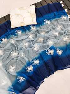 Saree en mousseline de soie Nora Pure Chinon pour femmes Type de vêtements indiens et pakistanais à faible taux - Product Image 3