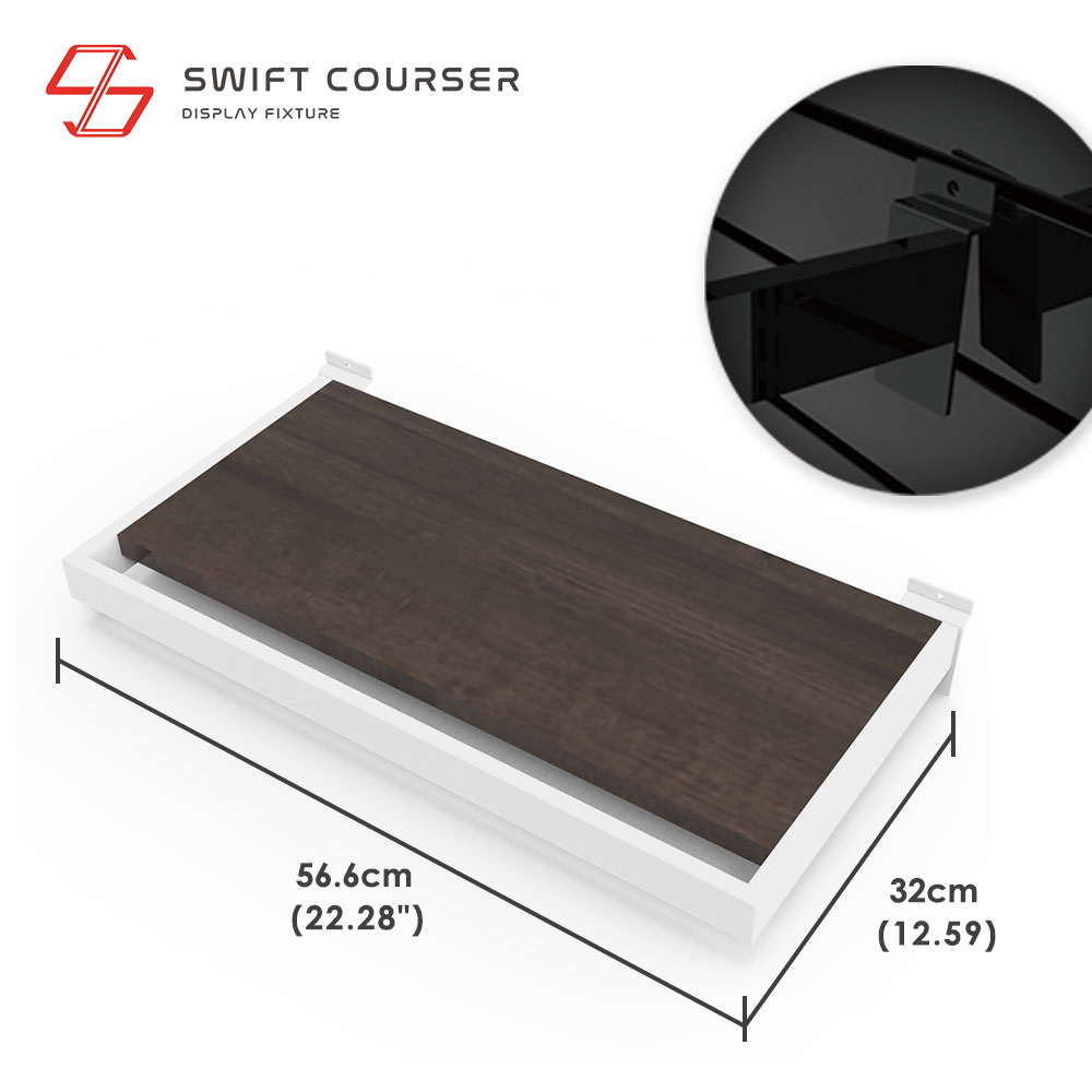 Frame (White) + Wood Shelf (Dark Brown)