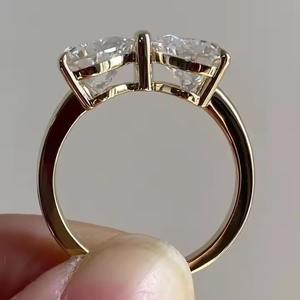 2CTW VS1 Bague en diamant cultivé en laboratoire en forme de cœur en or massif 14 carats avec nœud papillon de fiançailles - Product Image 5