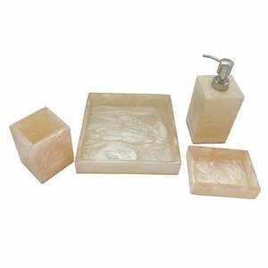 ชุดห้องน้ำเรซินรูบหินอ่อนสุดหรูชุดอุปกรณ์เสริม4ชิ้นพร้อมที่ใส่แปรงสีฟันถาดใส่สบู่ - Product Image 3