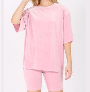 ชุดกางเกงขาสั้นผ้ากำมะหยี่สำหรับผู้หญิงชุดออกกำลังกายเล่นโยคะแบบเรียบชุดวอร์มไซส์ใหญ่พิเศษระบายอากาศได้ดี - Product Image 6