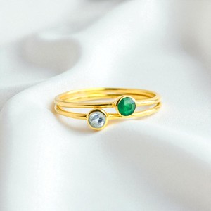 925 bạc tròn nhỏ 4 mm đá quý Stackable Vòng trang sức - Product Image 6