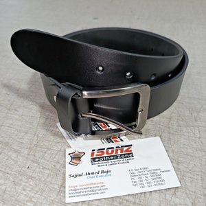 Cinturón de Cuero de Vaca de Grano Completo para Hombre ISONZ en Negro Genuino con Hebilla de Aleación, Ancho de 3.5CM, Longitud de 105-125CM - Product Image 2