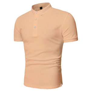 Venta al por mayor hombres 100% algodón para Polos manga corta 3 botones ajuste clásico Casual camiseta antiarrugas estampado patrón de punto - Product Image 4