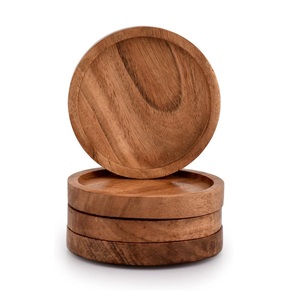 Vente en gros sous-verres en bois d'acacia avec lèvre ronde en bois chêne bureau café salle à manger fête en plein air - Product Image 5