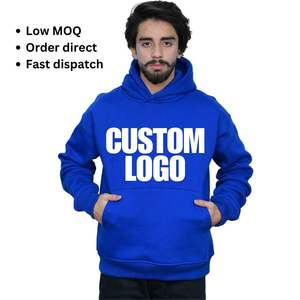 เสื้อมีฮู้ดโอเวอร์ไซส์ผ้าคอตตอนสีฟ้าโคบอลต์กำหนดเอง400 GSM ราคาถูกส่งออกไปยังหน้าจอพิมพ์ลายปัก - Product Image 1