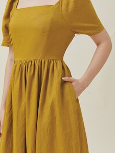 2024 printemps et été Collection chaude ample grande taille col en v coton lin robe longue chemise en lin jupe avec impression numérique - Product Image 3