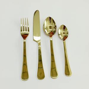 Juego de cucharas para servir de acero inoxidable dorado a granel, fantástico acabado dorado de acero inoxidable con mango redondo largo - Product Image 5