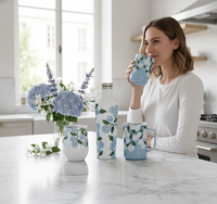 Ensemble de vaisselle Drikware avec motif floral, bouteille et tasses, coffret cadeau élégant, vaisselle pour la maison, café, thé et usage quotidien