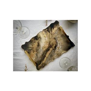 Plateau rectangulaire en résine avec poignée en métal, plateau en résine époxy de qualité supérieure pour cadeau de mariage à prix avantageux - Product Image 3