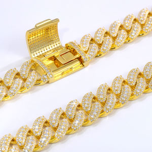 Men's Hip Hop Gold Plated Sterling Silver <b>Iced</b> <b>Out</b> Lab Grown Diamond Cuban Link <b>Chain</b> Necklace - Product Image 3