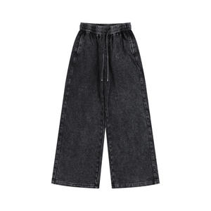 Pantalon de survêtement décontracté pour homme, mi-lourd, écologique, respirant, coupe évasée, surdimensionné personnalisé, en laine peignée 100% coton, délavé au soleil, ample et droit - Product Image 1