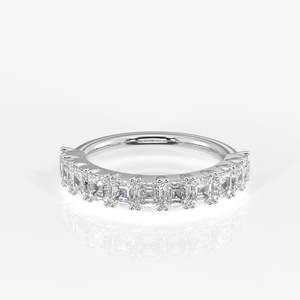 Asscher Cut Lab Grown Diamond Wedding Band 14K Gold <b>Ring</b> - Product Image 5