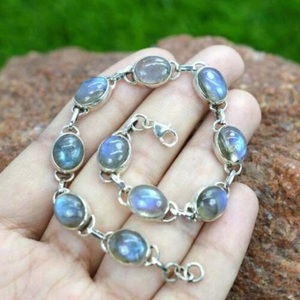 925 Sterling Silver Labradorite <b>Gemstone</b> <b>Bracelet</b> Elegant Crystal <b>Bracelets</b> & Bangles - Product Image 1