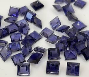 Iolite naturelle coupe carrée 5mm coupe à facettes-pierre précieuse lâche coupe carrée iolite qualité supérieure - Product Image 4