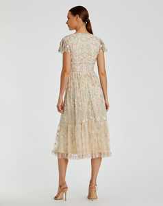 Robe de soirée élégante à sequins et perles sans manches, forme trompette/sirène, robe de bal longue, robe florale - Product Image 3