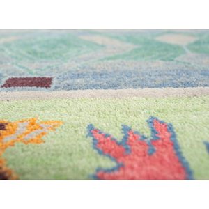 Tapis Manchaha bleu noué à la main en laine et soie de bambou, épaisseur 10 mm, motif géométrique abstrait, rectangulaire, pour la maison et le couloir, modèle Les-1659 - Product Image 3