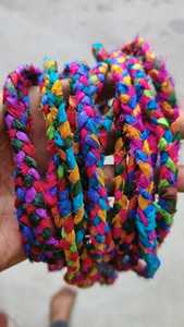 Multi Colored Sari <b>Silk</b> Braided Ribbons Made From Recycled Sari <b>Silk</b> Fabric and Ribbons Ideal for Resale Suitable for Jewelry - Product Image 2
