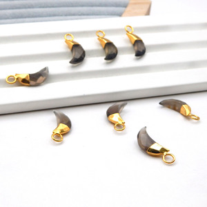 Colgante de media luna de cuarzo ahumado, joyería de plata galvanizada, dijes de media luna, colgantes minimalistas facetados con piedras preciosas - Product Image 4