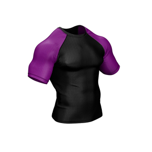 Fabricant de Rash Guard bicolore Chemise de compression à manches violettes Custom MMA Fight Wear Gym Training Rash Guard - Product Image 6
