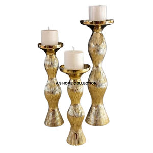 Candelabro DE BODA dorado de 5 brazos, candelabro de Metal grande moderno con mesa rústica votiva de cristal de lujo, centro de mesa impresionante - Product Image 5