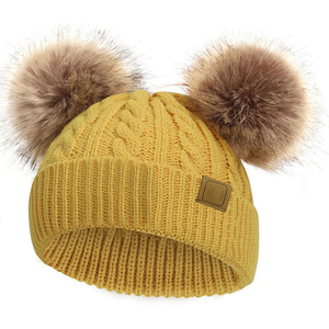 Wholesale 100% Wool Knitted <b>Pompom</b> Beanies for Winter Men and Women Custom Logo Unisex Plain Beanie <b>Hats</b> Beach Appropriate - Product Image 2