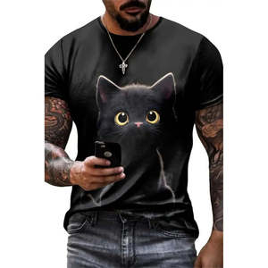 เสื้อยืดคอกลมผู้ชายพิมพ์ลายแมว รุ่นซูพรีม 18566 - Product Image 2