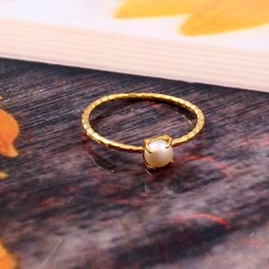 Gold-Plated 925 Sterling Silver Freshwater Pearl Prong <b>Set</b> Ring - Product Image 3