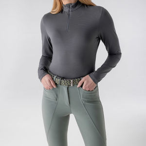Camiseta de equitación para mujer, mezcla de algodón suave, top ecuestre informal de manga larga, camiseta cómoda para trabajar en la establa - Product Image 3