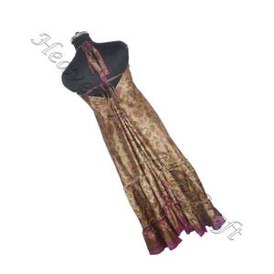 SD011 Saree / Sari / Shari vêtements indiens et pakistanais de l'Inde Hippy Boho indien fait à la main Vintage Sari robes en soie à la mode - Product Image 6