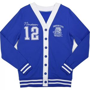 Cárdigan de punto personalizado para la Universidad Estatal de Tennessee, suéter con botones sólidos y bordado para el invierno - Product Image 1