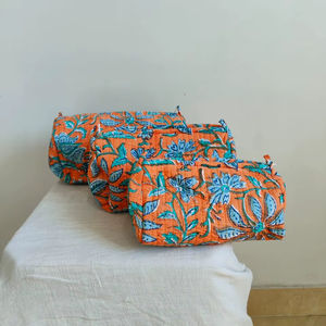 CLASSIC ART & CRAFT Cotton Floral Print Makeup <b>Bag</b> with Zipper Closure Lightweight Travel Cosmetic Organizer From Rajasthan - Product Image 1